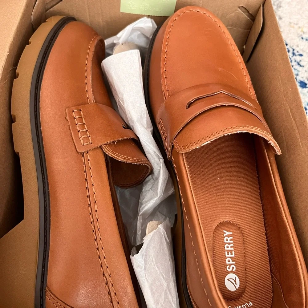 Sperry Women's Tan Leather Penny Loafers